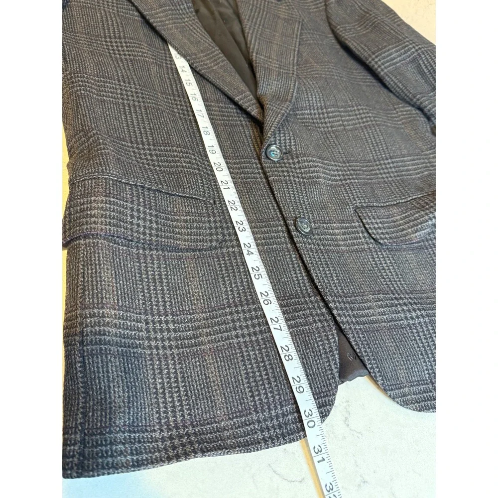New River Mens 38R Glen Plaid Blazer Grey Brown Made in USA Sport Coat